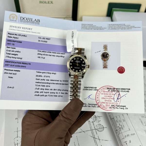 Rolex DateJust Women's Genuine Gold Plated Black Dial GM Factory 31mm