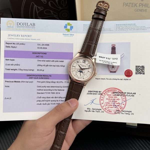 Patek Philippe Replica 1:1 Watch 5205R 18K Rose Gold Wrapped Men White Face 40mm
