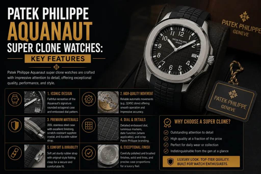 Patek Philippe Aquanaut Super Clone Watches Key Features