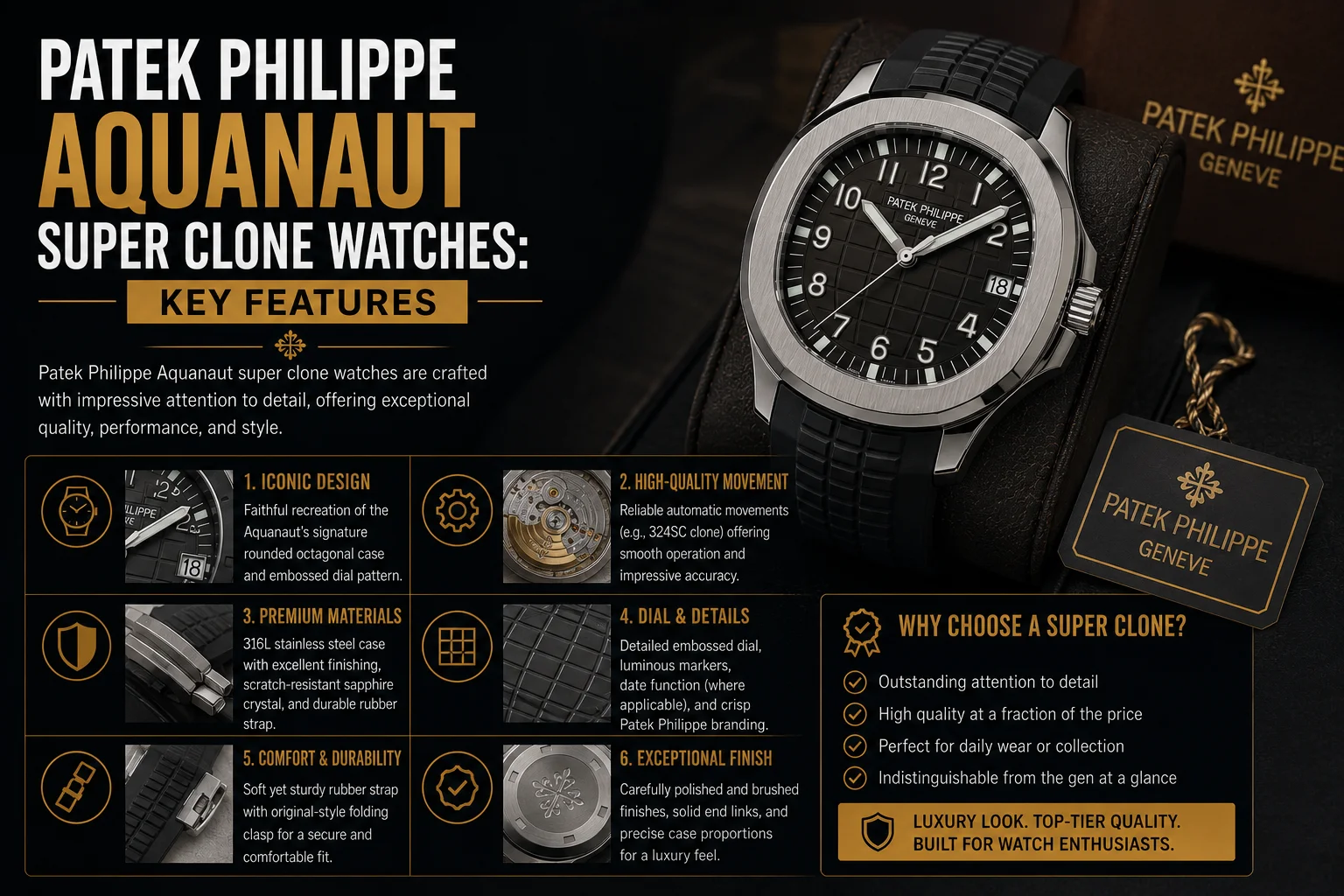 Patek Philippe Aquanaut Super Clone Watches Key Features