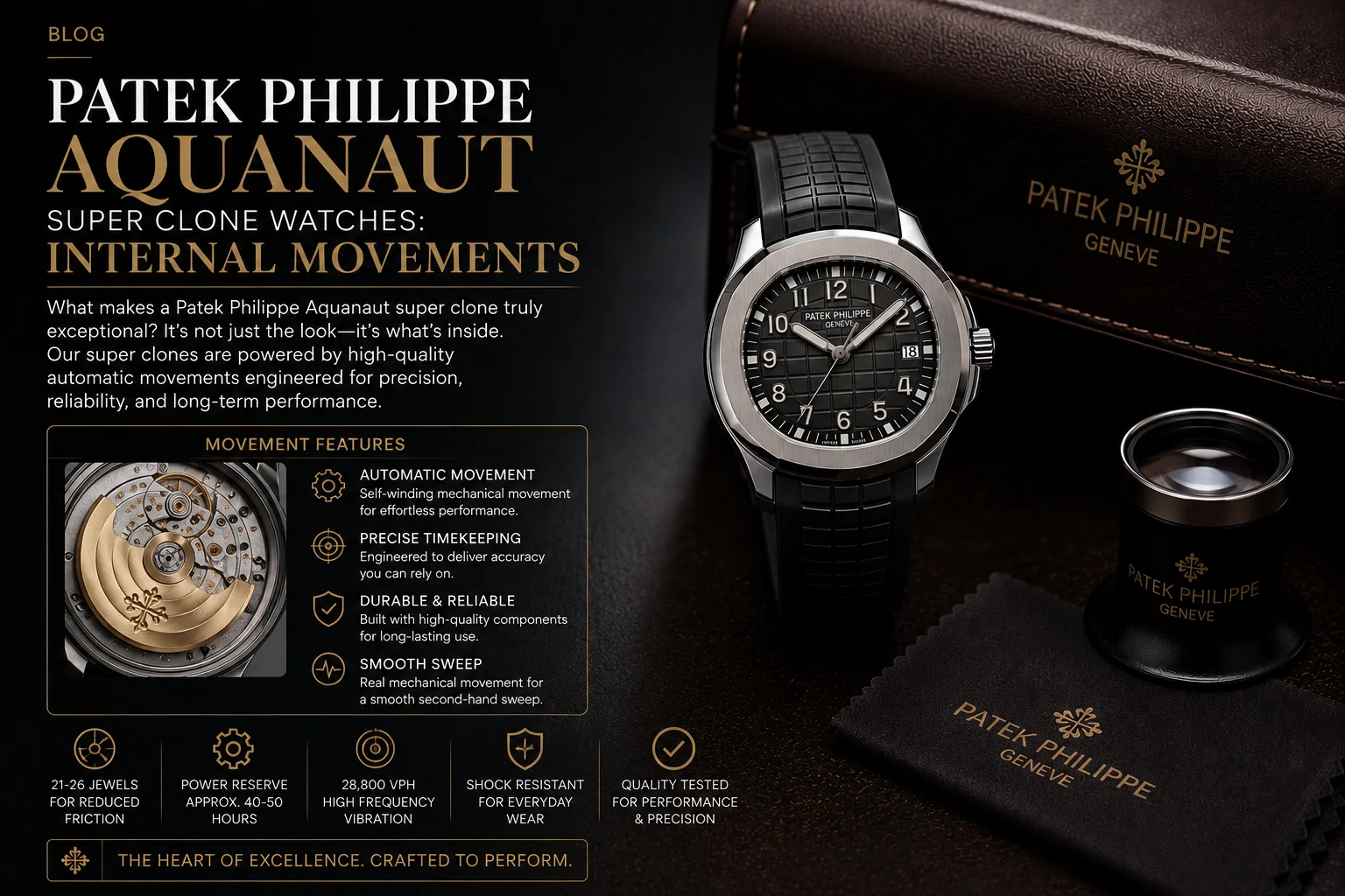 Patek Philippe Aquanaut Super Clone Watches: Internal Movements